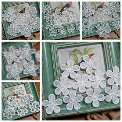 White flower lace fabric patchwork for clothing decoration, hole patching, patchwork, applique, fashion DIY accessories, embroidery patchwork