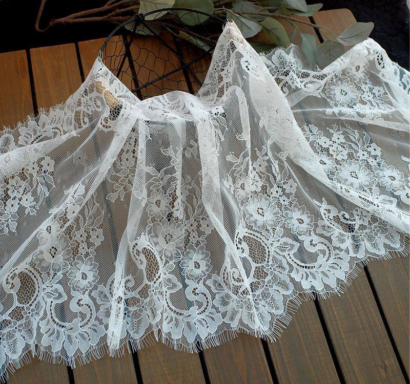(3 mt/los) Chantilly Spitze Stoff 40 cm Wellenförmige Nylon Kleid Wimpern Spitze Französisch Spitze Stoffe – Detail 12