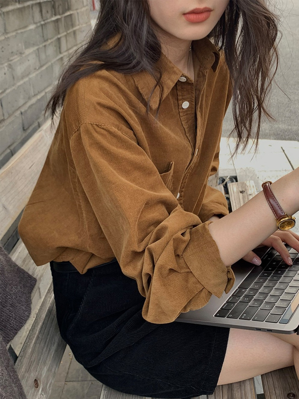 Spring and Autumn New Japanese Retro Brushed Lazy Style Thickened Shirt Jacket for Women, Loose Casual Layered Shirt Women's Clothing Spring and Autumn New Japanese Retro Brushed Lazy Style Thickened Shirt Jacket for Women, Loose Casual Layered Shirt Women's Clothing