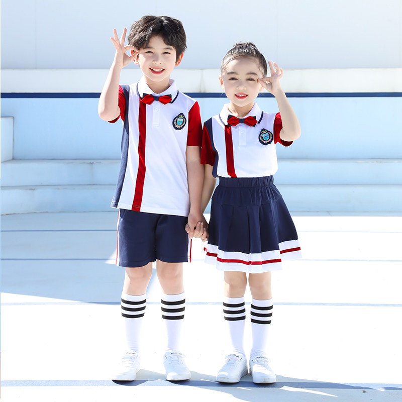 Primary school students school uniform suit children's sports clothing summer first grade class clothing fashion kindergarten summer garden clothing
