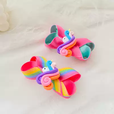 Angela Korean rainbow Hairband hairclip baby Hairband Princess headwear unicorn Hairband leather band children hair accessories