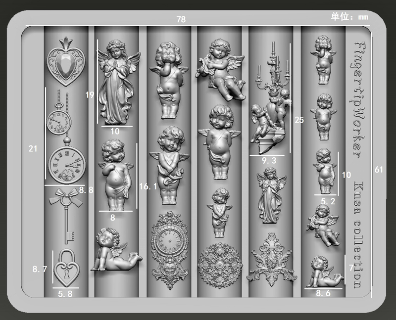 Fingertipworker|Co-Branded Little Grass Niche Exquisite Angel Collection Accessories Nail Art Mold Fingertipworker|Co-Branded Little Grass Niche Exquisite Angel Collection Accessories Nail Art Mold