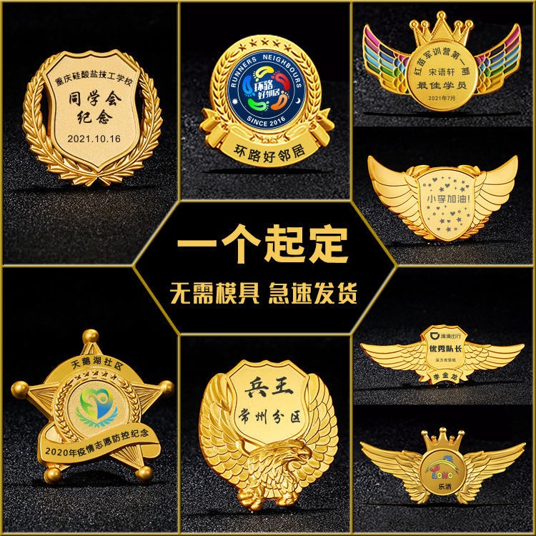 Badge custom spot mold-free metal brooch school badge staff badge making LOGO printing badge