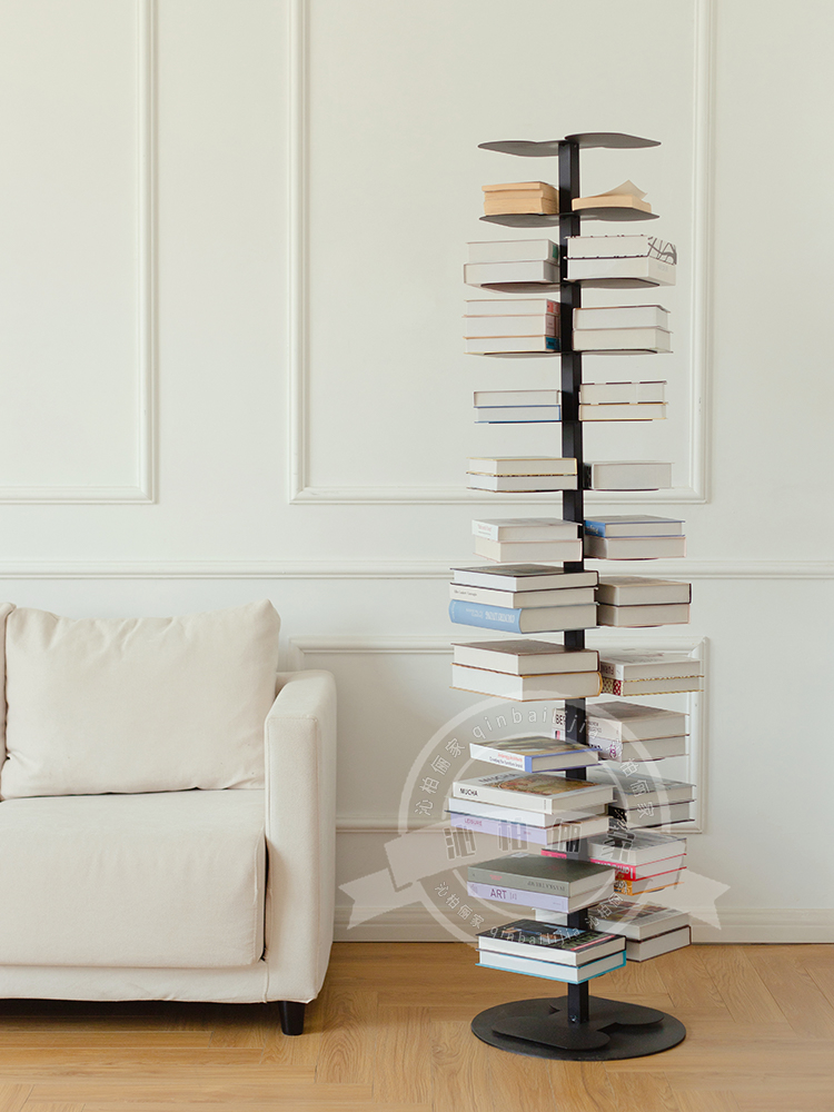 Creative Rotatable Bookshelf Landing Living-room Minimalist Spiral Book Shelve Invisible Iron Art Corner Bookcase