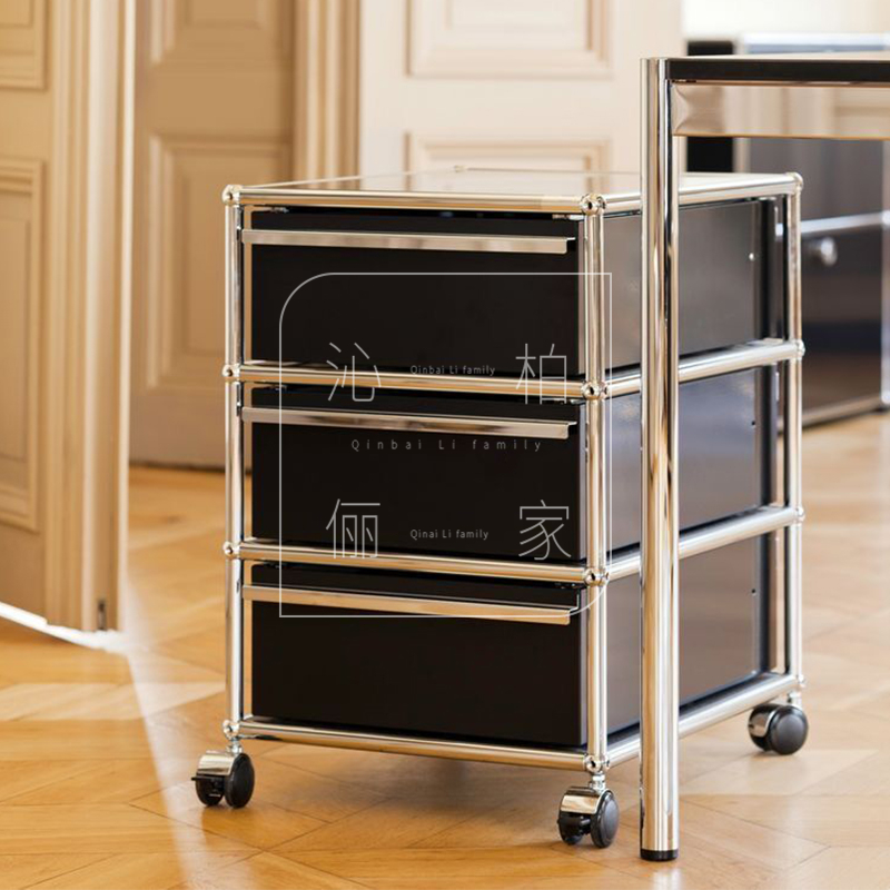 Medieval style comes with wheel cabinet stainless steel file cabinet mobile storage cabinet storage cabinet multi-layer drawer data low cabinet