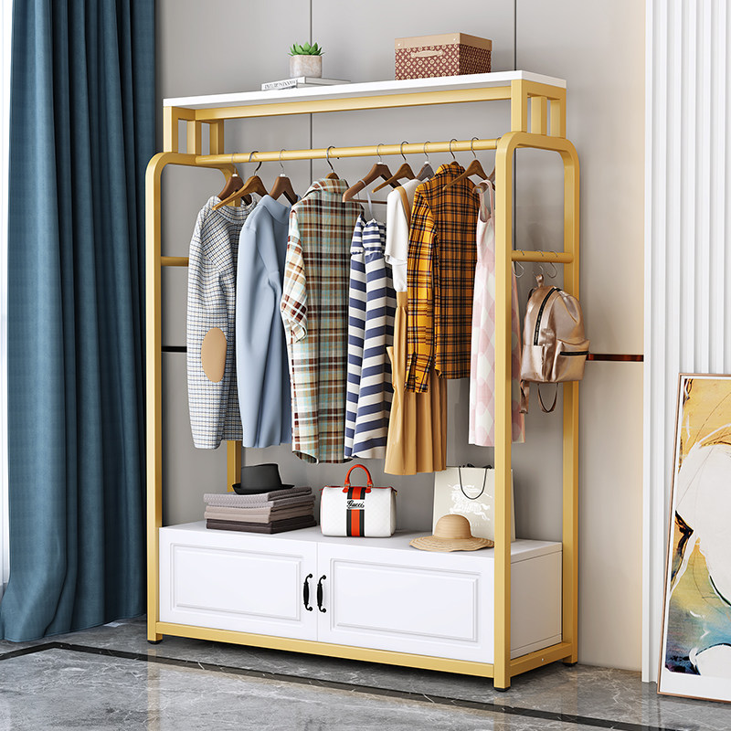 Household bedroom wrought iron floor coat rack modern minimalist hanger dormitory balcony single pole clothes rack artifact