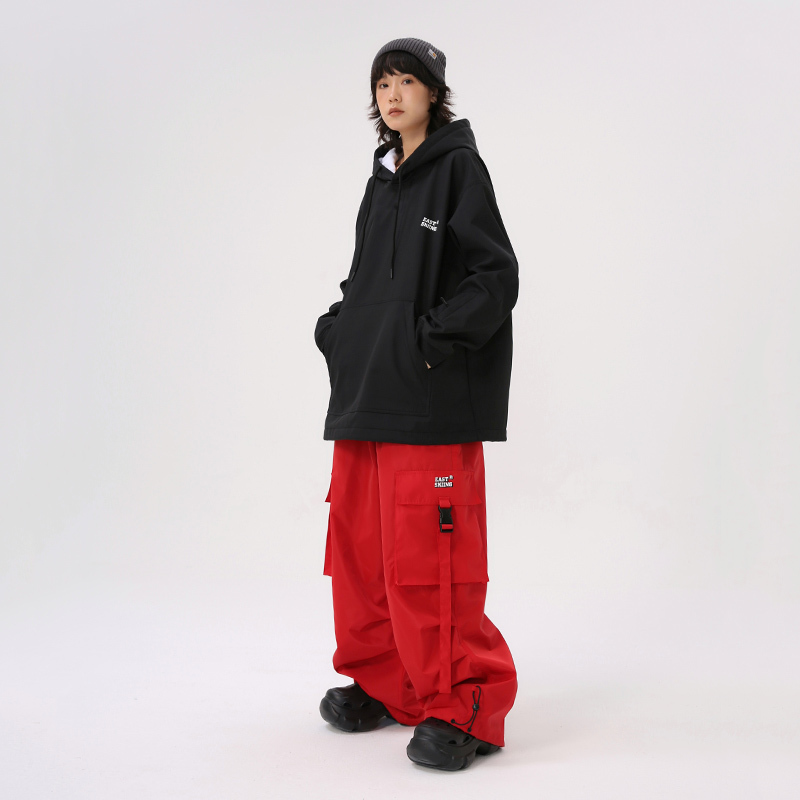 Eastskiing Ski Hoodie Warrior Black Softshell Waterproof Fleece Oversized Hoodie Trendy
