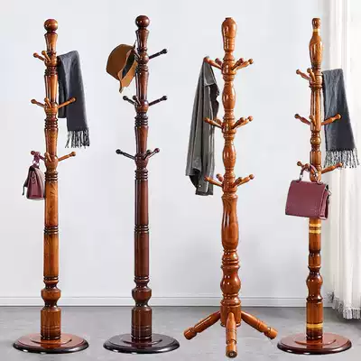 Solid wood coat rack Nordic all solid wood log hangers simple modern floor-to-ceiling bedroom wooden clothes rack hangers