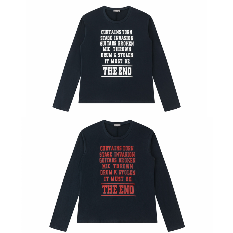 Tear the End Navy Blue Printed Slim-Fit Long-Sleeve Thin Hediboy Skinny Tear the End Navy Blue Printed Slim-Fit Long-Sleeve Thin Hediboy Skinny