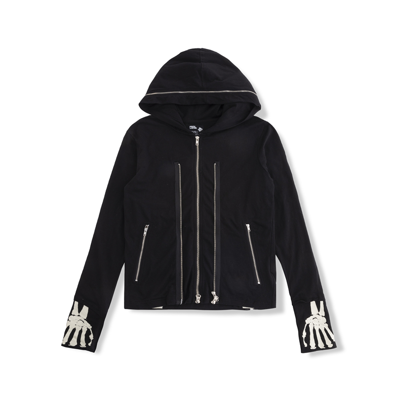 Ppfm Skull Skeleton Zipper Jacket Sweatshirt Hoodie Cardigan Visual Subculture Uc