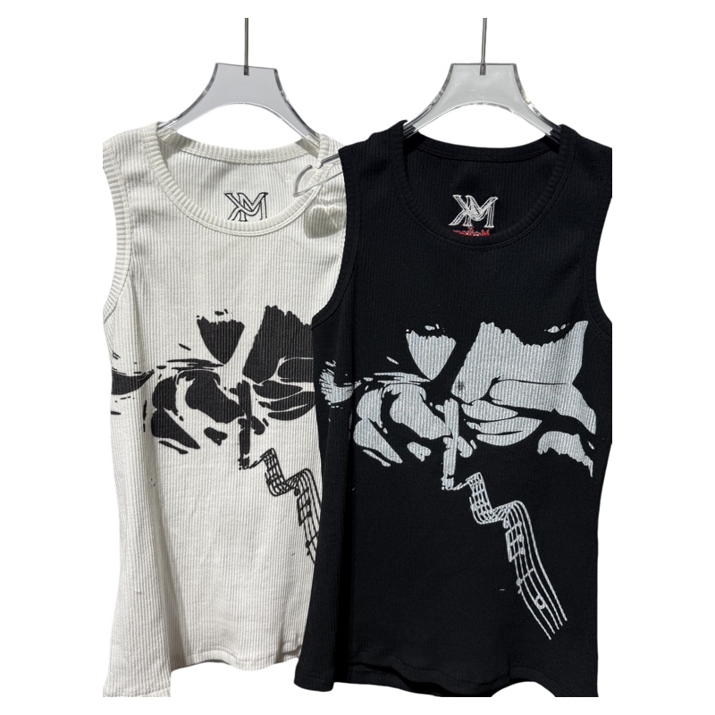 Maikem Original Musician's Fantasy Musical Notation Embroidery Print Vest for Men and Women, Slim Fit