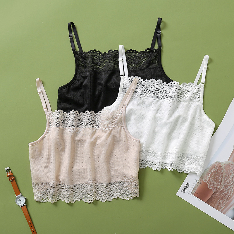 100% Mulberry Silk Camisole Summer Base Layer Black White Camisole Sexy Lace Tube Top Anti-Exposure