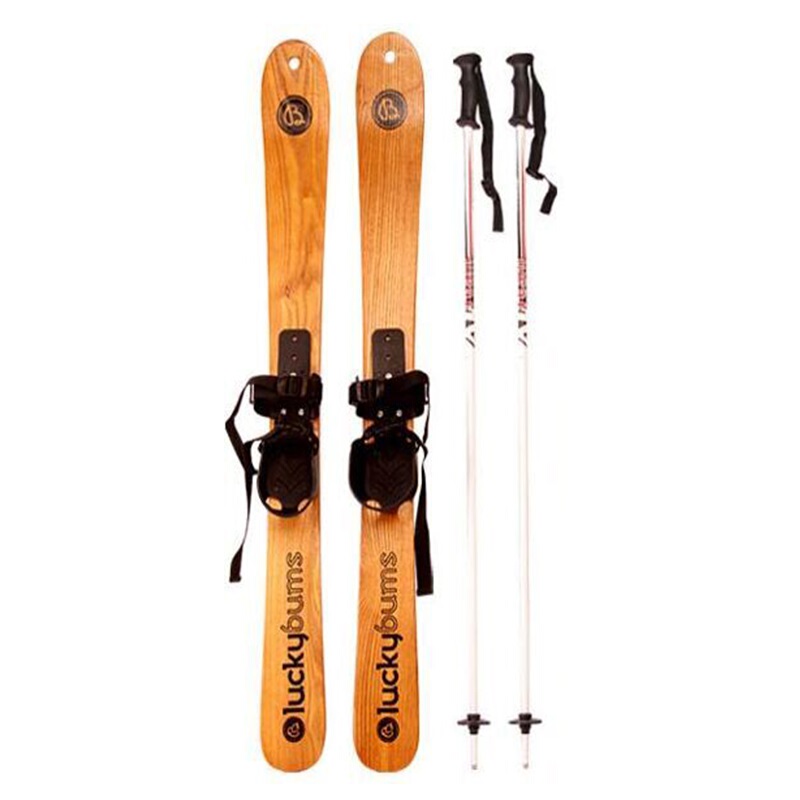 Fashionable Wooden Ski Double-Board, Natural Wood Snowboard, Sled Board for Ice and Snow Entertainment, Can Be Displayed in a Window or Used as a Photography Prop