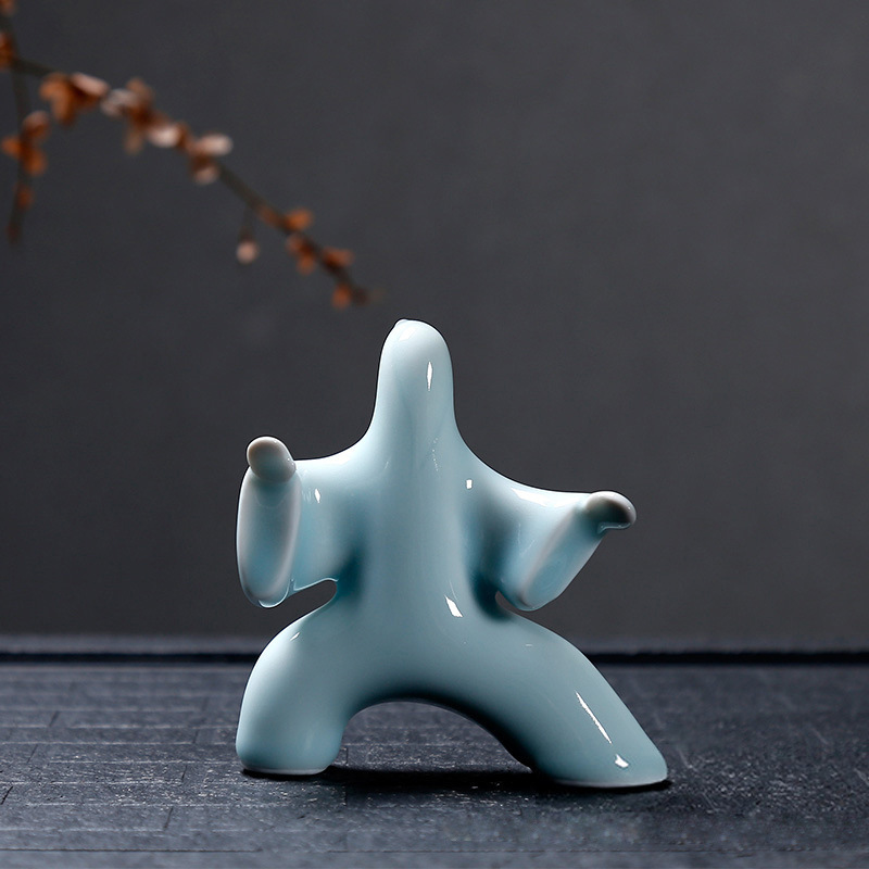 Taijiquan Pendulum Pieces Modern Green Beats Six-style Ceramic Figure Home Bookcase Decoration Porcelain Craft Gift Hem Accessories