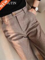 Sungtin Woolen Suit Pants Women Y2K Casual High Waist Office