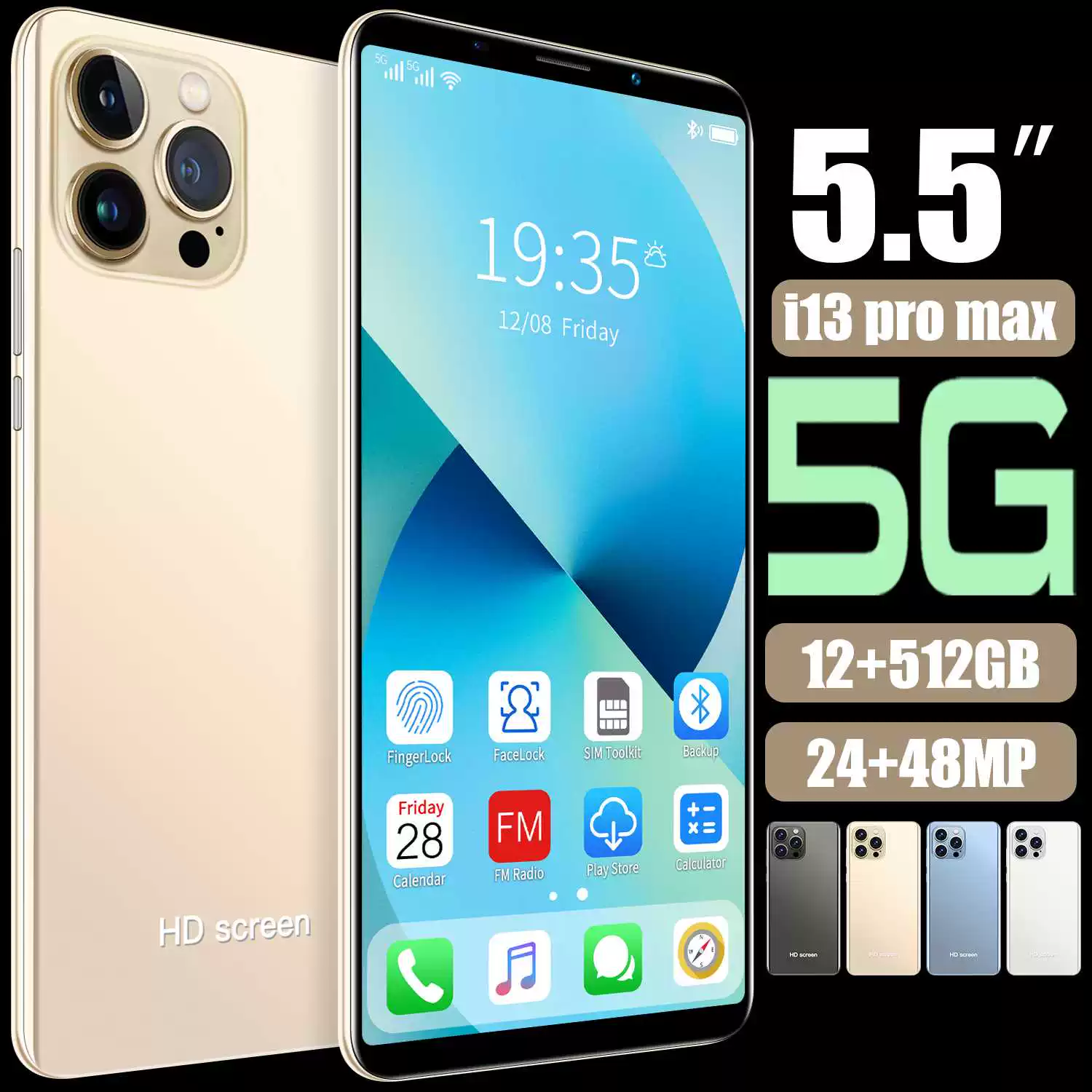 Смартфоны Двойная SIM телефон 5800mAh Мобильные телефоны 24+48MP PH