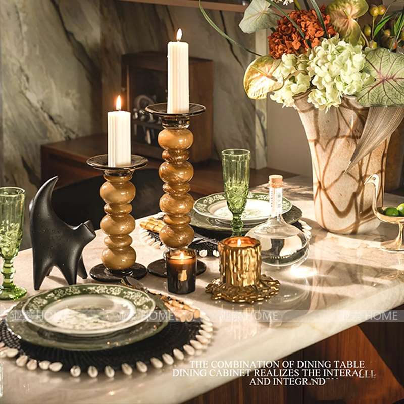 Medieval Style Model House Tableware Set Home Exhibition Hall Decorations Restaurant Clubhouse Dining Table Plate Table Setting Decorations