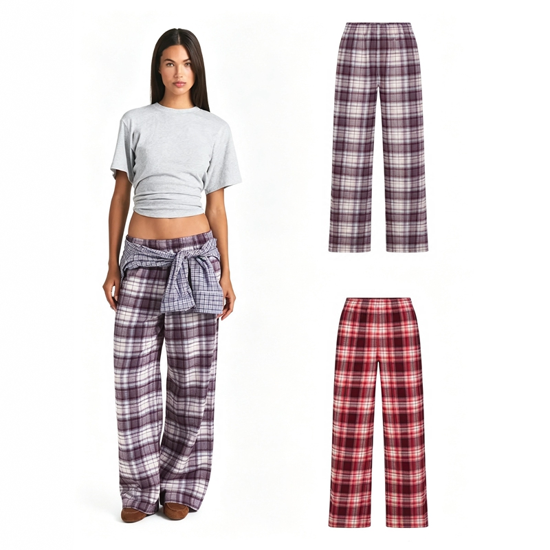 Skims Flannel Sleep Oversized Plaid Flannel Loose Pants Loungewear Pants