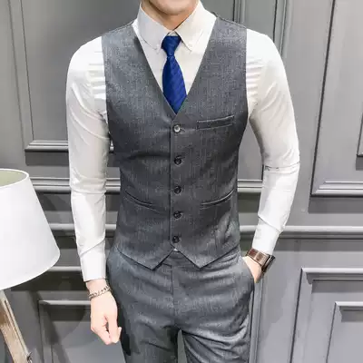 Men's suit Vest suit Business Formal Slim Hotel Striped suit Vest Best Man Groom wedding dress