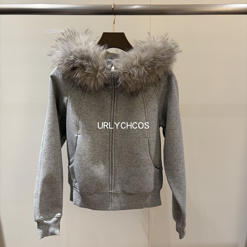 Urlychcos Women's 2026 Winter New Style Simple and Elegant Versatile Fashionable Fur Collar Hooded Long Sleeve Jacket ins