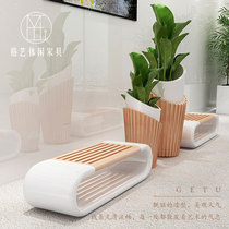 FRP ring stool Shopping mall park leisure creative beauty Chen stool Wood grain paint hollow seat flower pot combination