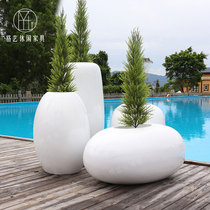 GRP Oval Flowerpots Modern Creative Eggs Vases Mall Park Beauty Chen Flower floor outdoor large flower bowl
