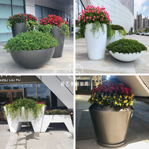 GRP Flower Pot Mall Garden Ground Florator Nordic Wind Sales Department Creative Minima Modern Golden Flower Bowl