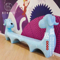 FRP shopping mall park bench rest chair Creative double dog shape stool Childrens cartoon Mei Chen animal seat