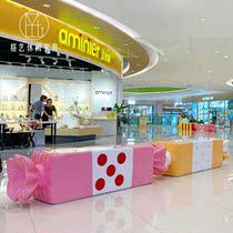 FRP cartoon casual seat creative candy stool custom color public bench rest area art bench