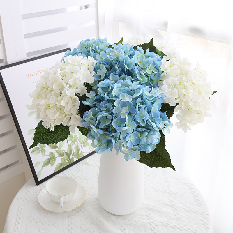 Hydrangea fake flower simulation bouquet decoration living room table decoration wedding hand holding flower TV cabinet decoration flower silk flower