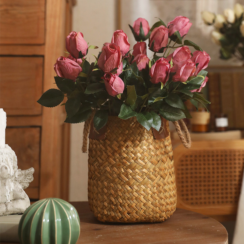 Light luxury simulation rose silk cloth fake flower art living room table decoration decoration shooting props Nordic retro style flower