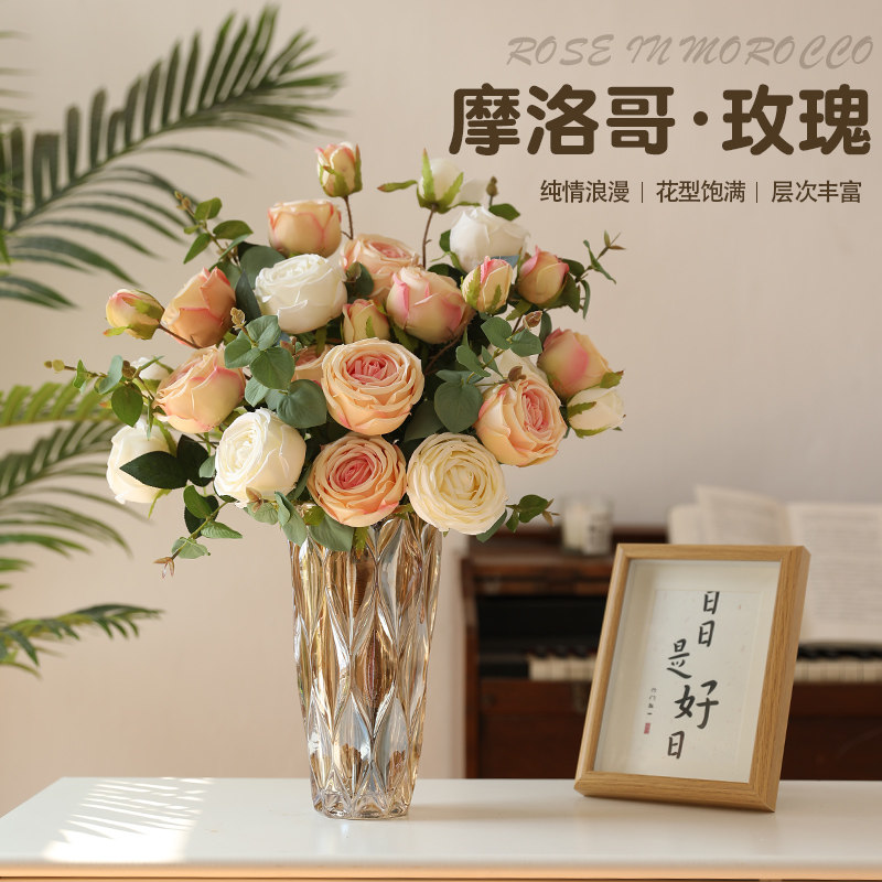 Emulated flower rose bouquet fake flower upscale 2022 new living-room furnishing table floral swing piece high-end decorative props