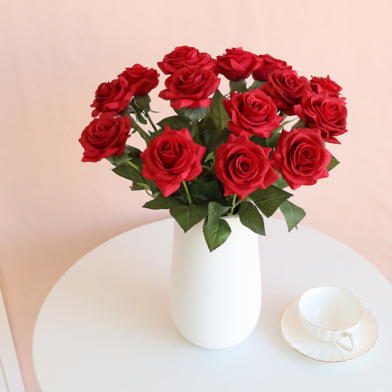 Moisturizing rose flower simulation flower fake flower living room decoration home decoration flower drying flower bouquet floral decoration