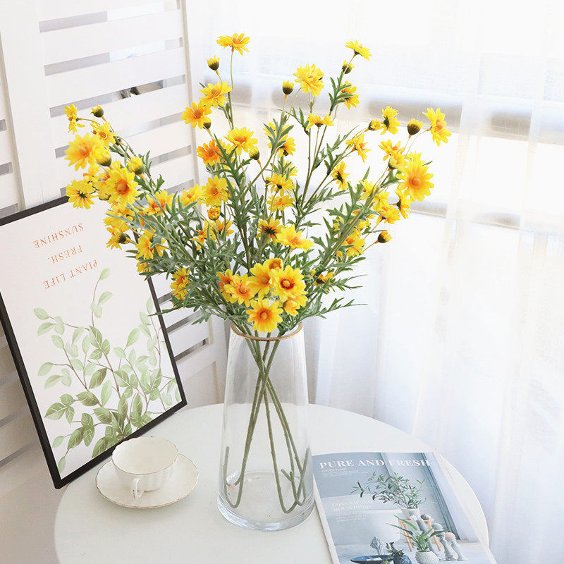 Simulation of lilac chrysanthemum small daisy fake flower home decoration bouquet living room table flower TV cabinet decorative floral ornaments