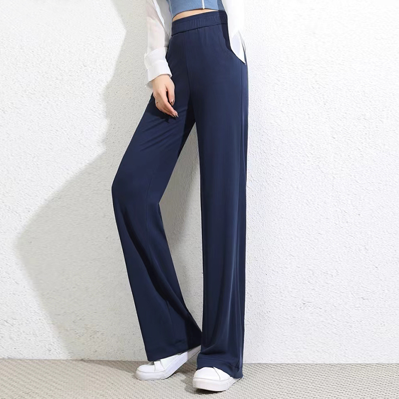 Copper Ammonia Silk Pants for Women 2026 New Spring and Autumn Thick High-Waisted Drape Straight-Leg Pants Plus Size Loose Fit Wide-Leg Pants for Plus-Size Women
