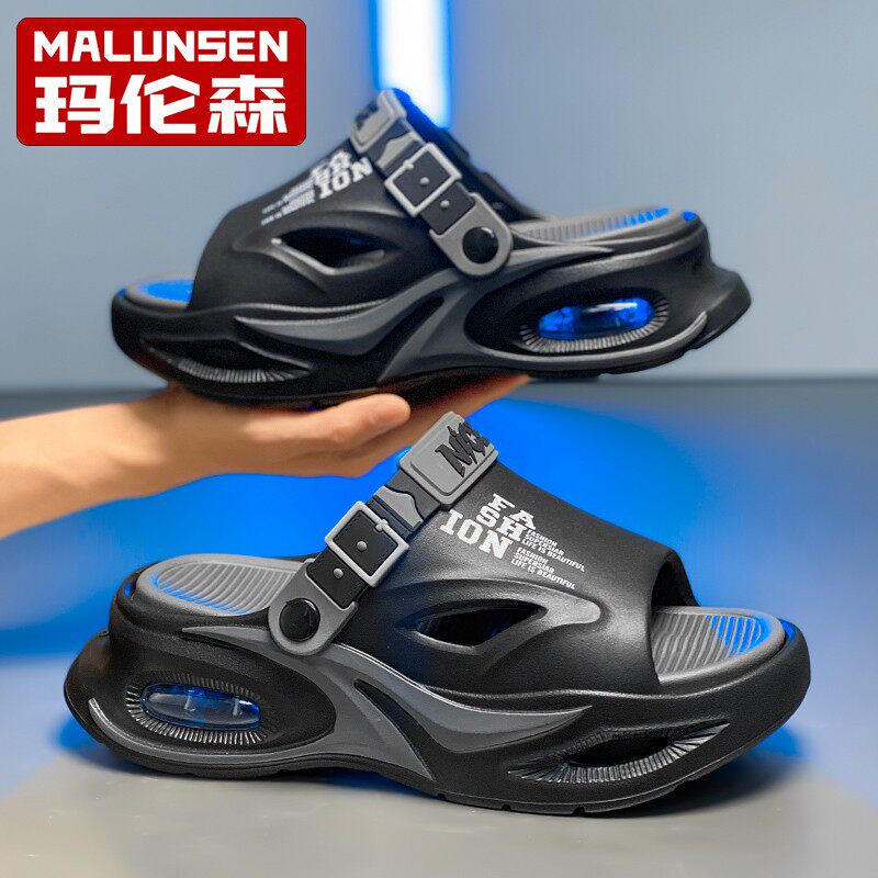 Malenson Men's Summer Thick-Soled Non-Slip Slippers soft sole Large Size Sandals Two-Wear Driving Sports Beach Sandals