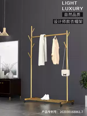 Light luxury drying rack floor folding bedroom hanging clothes rack single pole type household simple clothes Bar coat rack