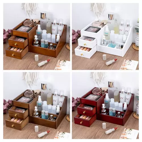 Деревянная косметическая коробка для хранения для ухода за кожей, настольная помада, маска для лица, туалетный столик, система хранения