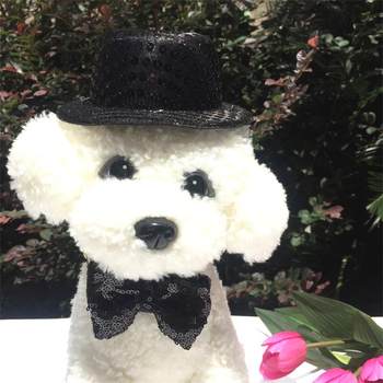 New pet hat black sequin hat and tie set customized christmas hat for dog and cat holiday party