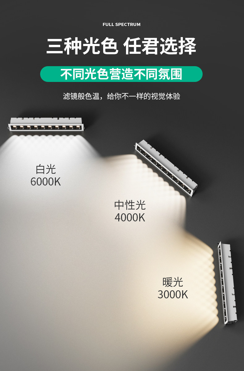 长条射灯led内嵌式格栅灯嵌入式客厅无主灯长方形隔墙防眩条形灯-阿里巴巴