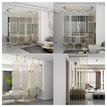 Custom wrought iron new Chinese style entrance Simple light luxury metal screen Modern Changhong glass partition decorative wall