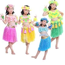 Liuyi Kindergarten Childrens Adult Hawaiian Hula Skirt Set Thickened Hula Skirt Seaweed Dance Performance Costume 6-piece Set