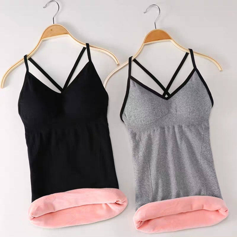 Warm vest women's plus velvet thickening with chest pad winter cup type cold-proof sling body bottoming underwear women
