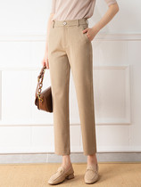 Khaki suit pants women autumn feeling loose high waist trousers nine casual straight tube 2021 new pants thin