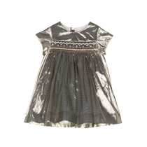 Bonpoint childrens clothing metallic elastic pleated dress FARFETCH