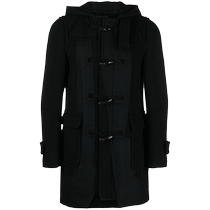 Black Comme Des Garcons General Pine Down Hood Wool Blend Big Coat Hair Chic