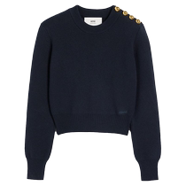 Ami Paris Womens Buckled Cotton Blend Sweater FARFETCH