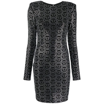 Philipp Plein Womens Classic Logo Sequin Embellished Mini Dress FARFETCH