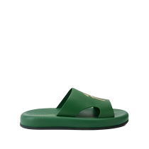 Salvatore Ferragamo mens logo embossed leather slippers