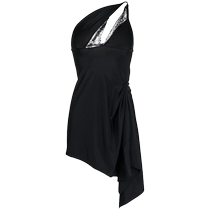 Coperni Womens Lace Trim Asymmetric Mini Dress FARFETCH